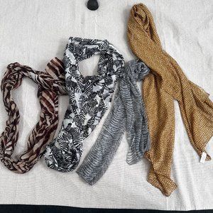 Animal print 4 scarf bundle Cheetah Giraffe Leopard Zebra